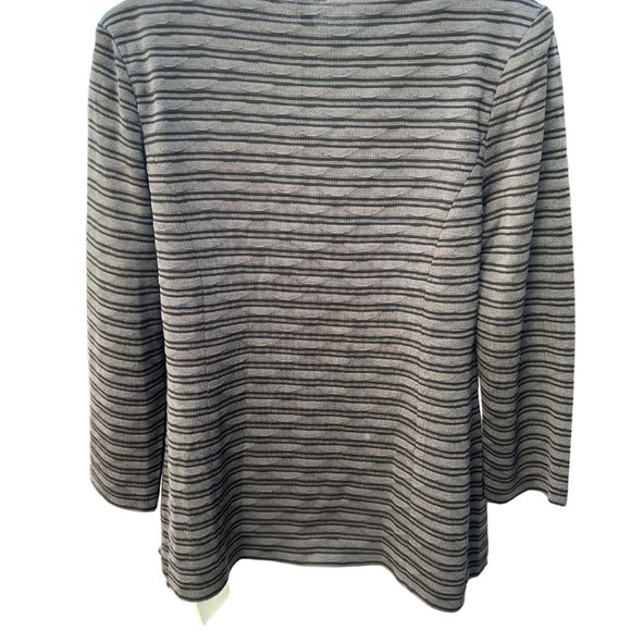 Ming Wang NWT Tailored Fit Spreading Hope Long Sleeve Sweater Grey & Black Sz XS - Picture 2 of 12